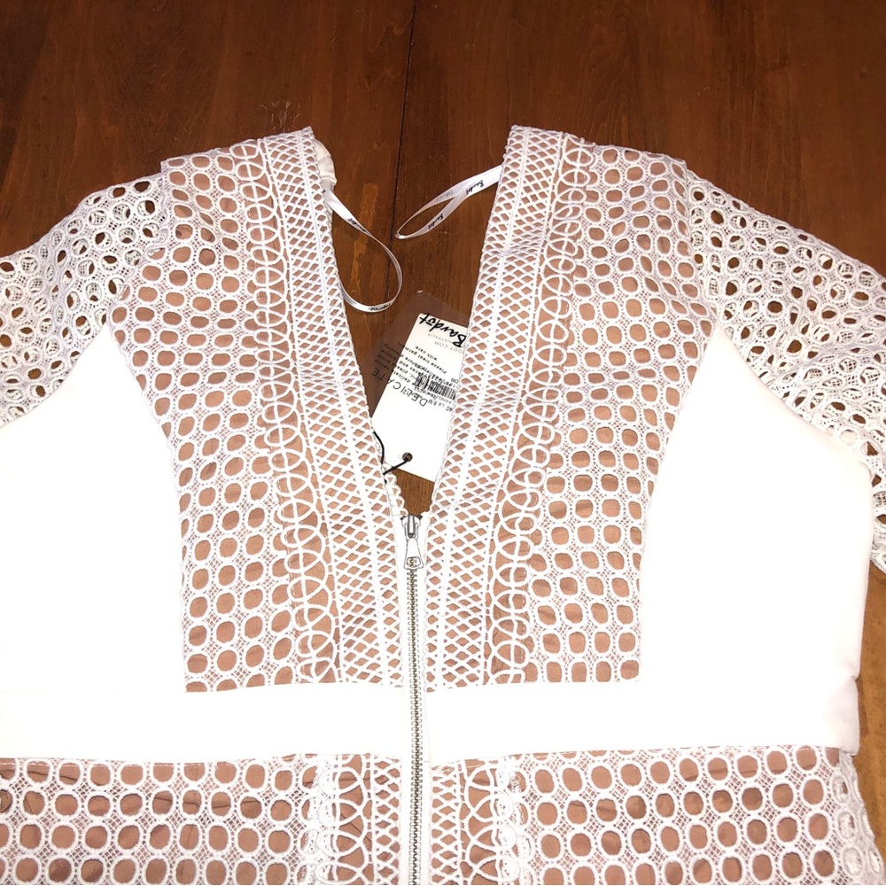 Bardot Womens Ivory V Neck Clio Paneled Lace Trim Dress Sz 8 NWT - Picture 4 of 8